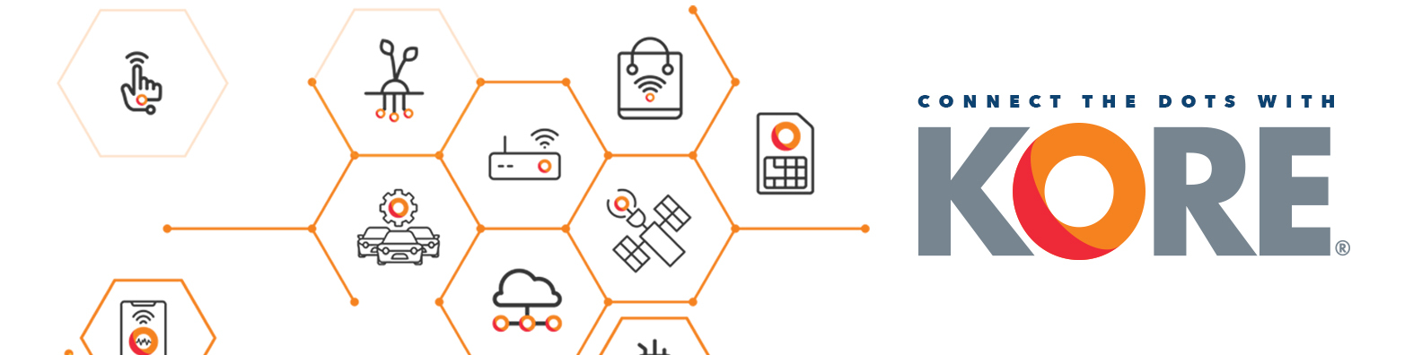 KORE Connect the dots illustration showing IoT connectivity